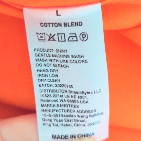 Sangtree Men's Large Long Sleeve Button Down Shirt Orange NWT - Picture 9 of 9